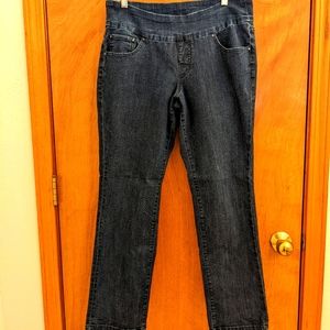 JAG jeans pull-on style, dark blue, mid rise, size 14petite